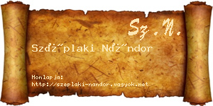 Széplaki Nándor névjegykártya